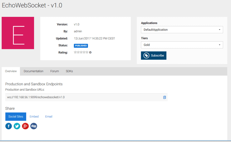 Websockets and WSO2 API Manager-EchoWebSockets - v1.0 endpoint